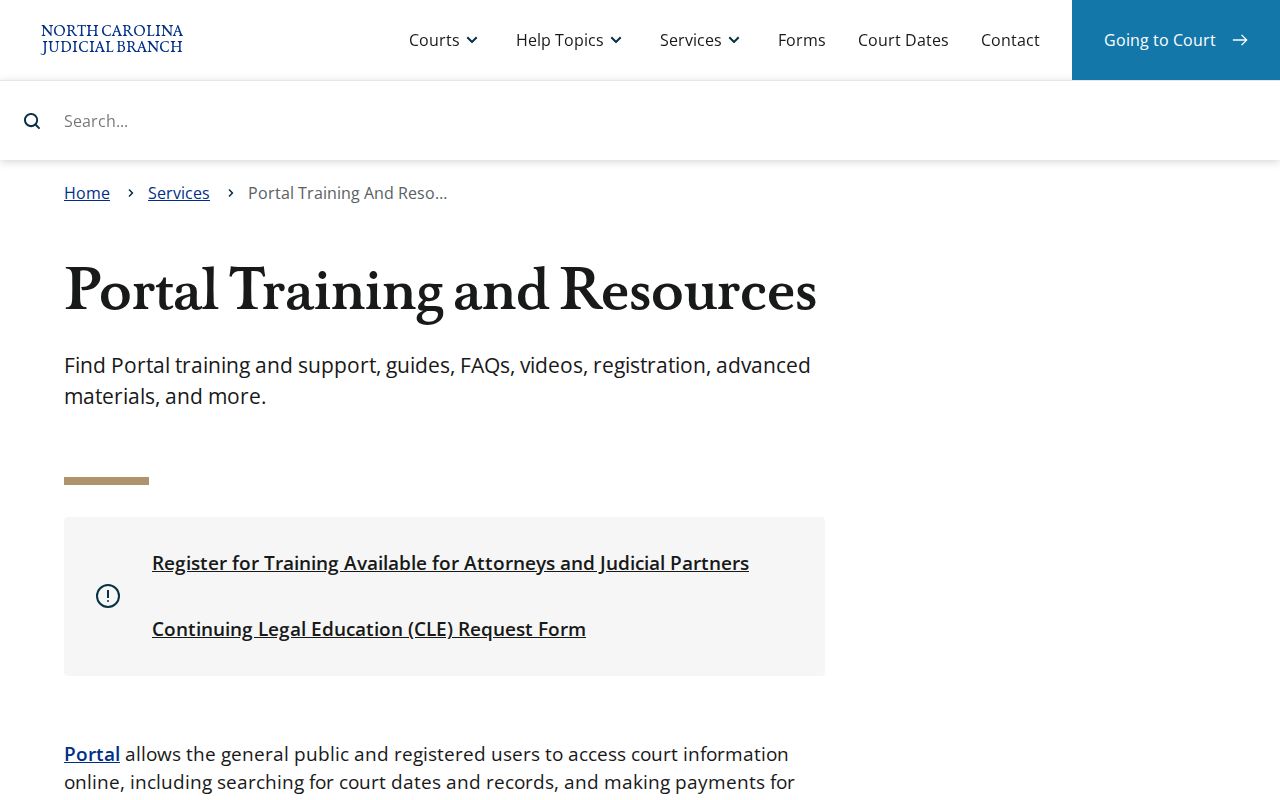 Bertie County criminal court case Portal training resources