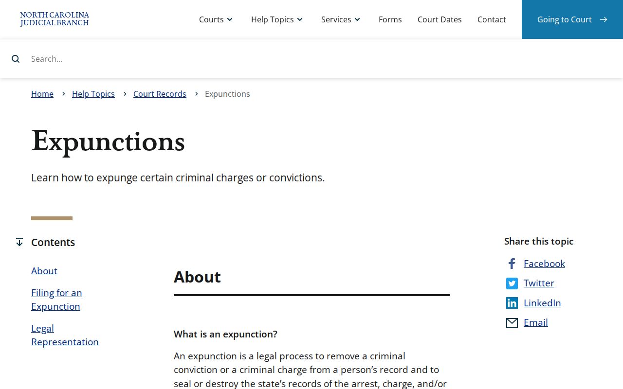 Bertie County criminal record expunction guidance