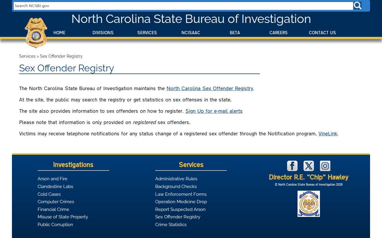 Bertie County sex offender registry overview from the SBI
