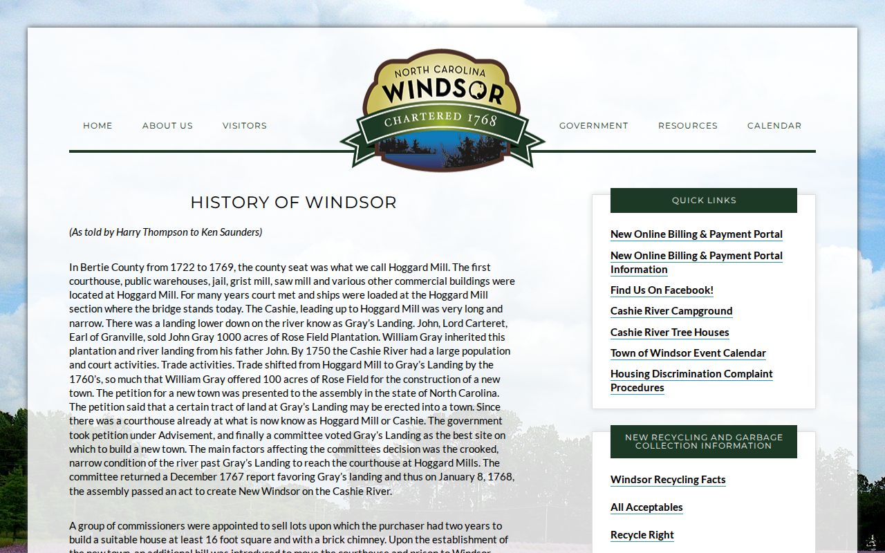 Windsor criminal records and town history page